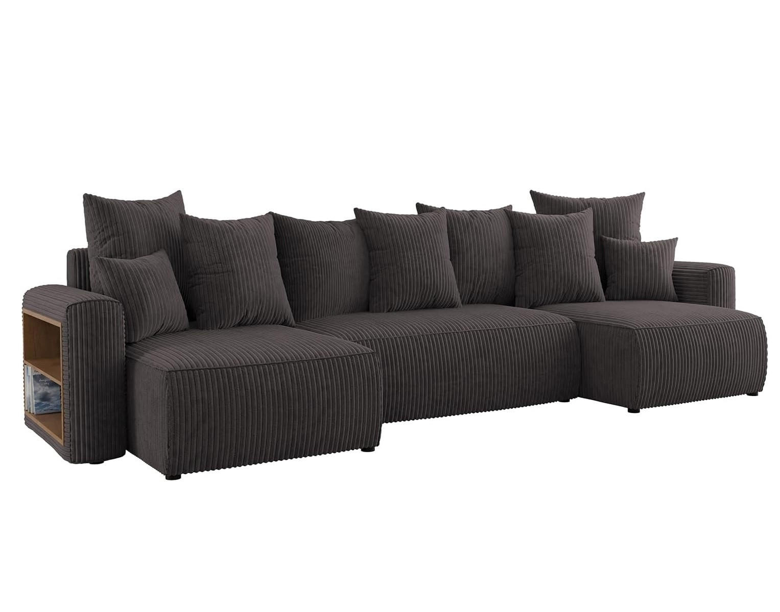 ECKSOFA SOLARIS U - Schwarz/Grau, Holzwerkstoff (312/142cm) - Meblini