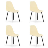 ESSZIMMERSTUHL 4-er Set KALEO cremefarbener Sitz, schwarze Beine - Creme/Schwarz, Kunststoff (46/84/51cm) - Valora