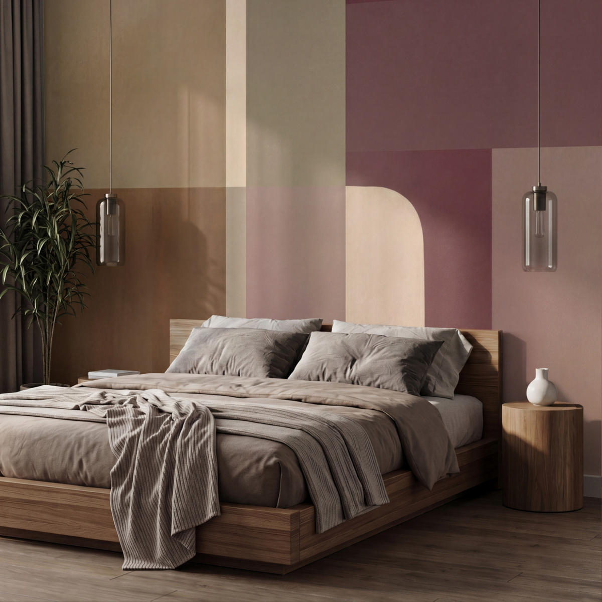 TAPETE - Unis - Abstrakt - Bordeaux - Linien - 450x260 cm - Multicolor, Papier (450/260cm) - OnlyWow