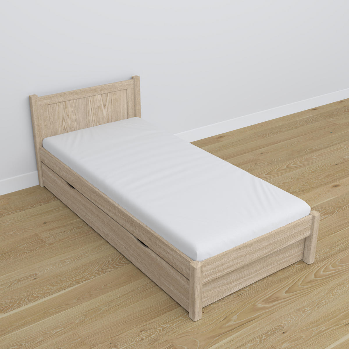 BETT mit Schublade N02 Sonoma Eiche 100/190 - Sonoma Eiche, Naturmaterialien/Holz (100/190cm) - N-Wood
