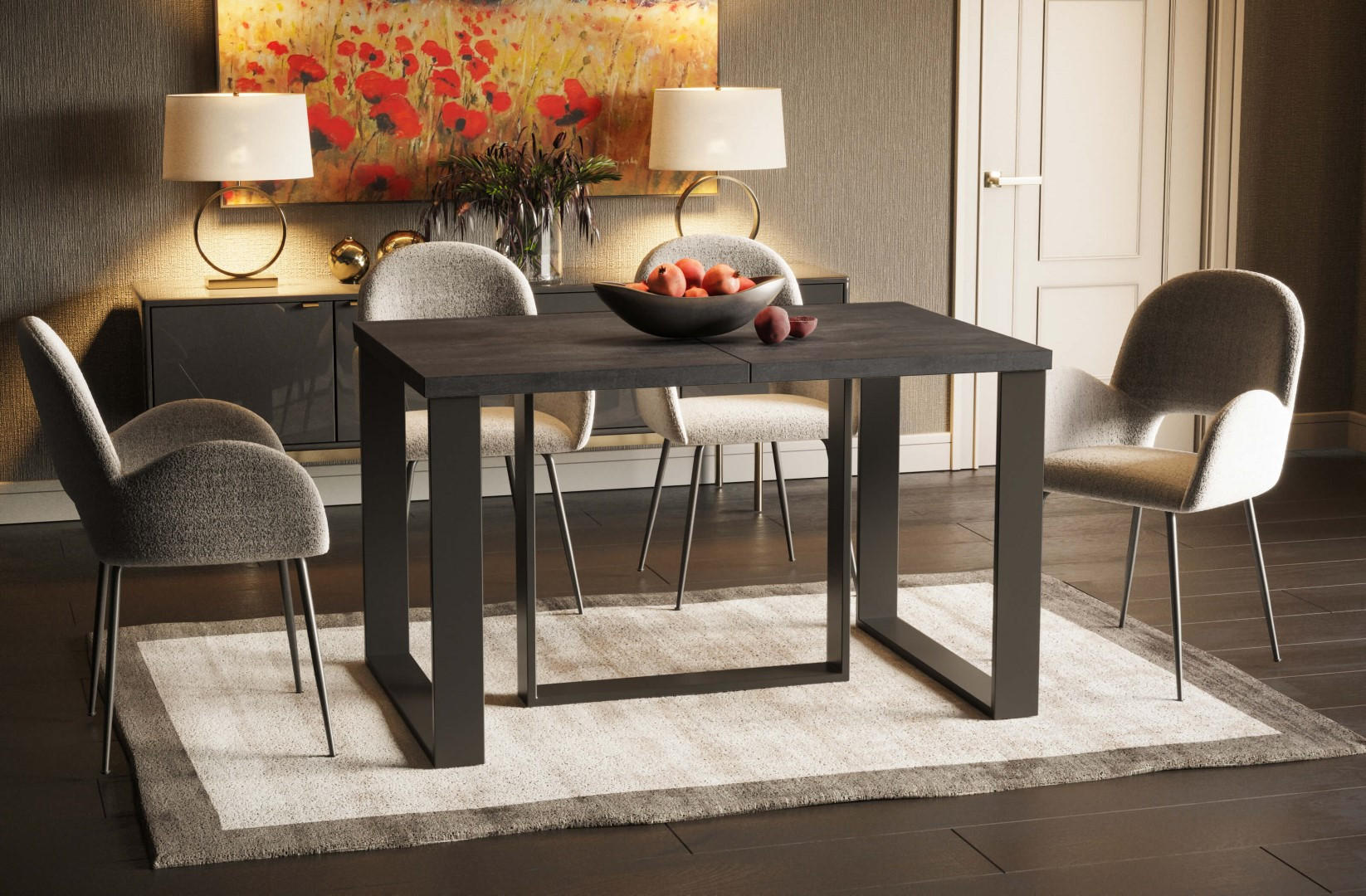 ESSTISCH Borys Max ausziehbar bis 330cm - Graphitfarben, Holzwerkstoff (130/85/76cm) - Endo-Moebel