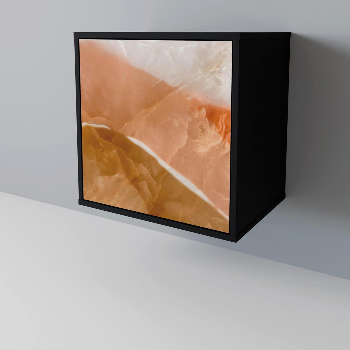 SIDEBOARD SANDHILLS SPLENDOUR, Schwarz, 57,5x42x70,5 cm, Schwarze Metall-Sternfüße - Multicolor/Schwarz, Holzwerkstoff/Metall (57.5/70.5/42cm) - SpaceRebels