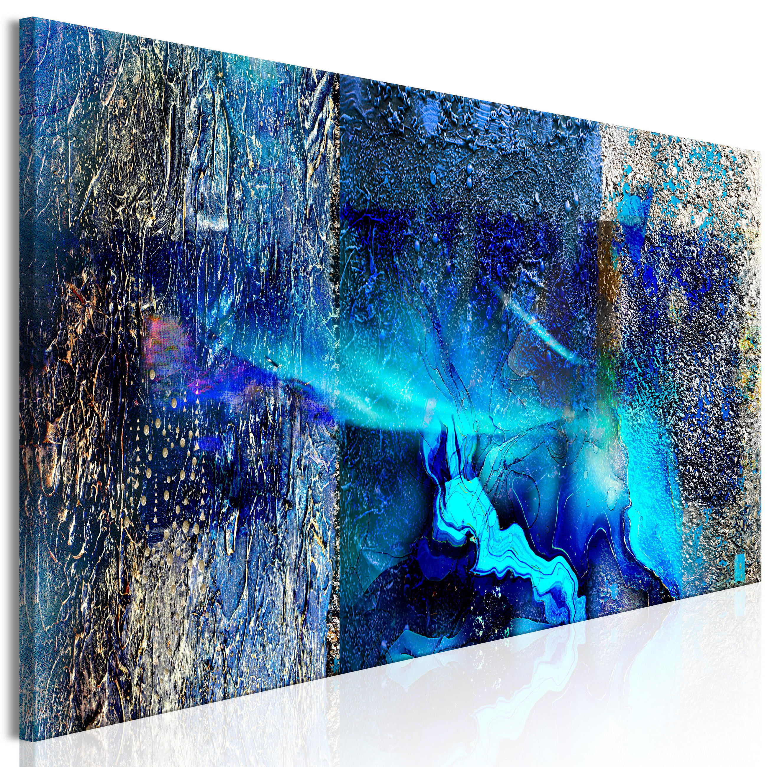 KUNSTDRUCK Blau 135/45 cm - Blau/Goldfarben, Textil (135/45cm) - KUNSTLOFT