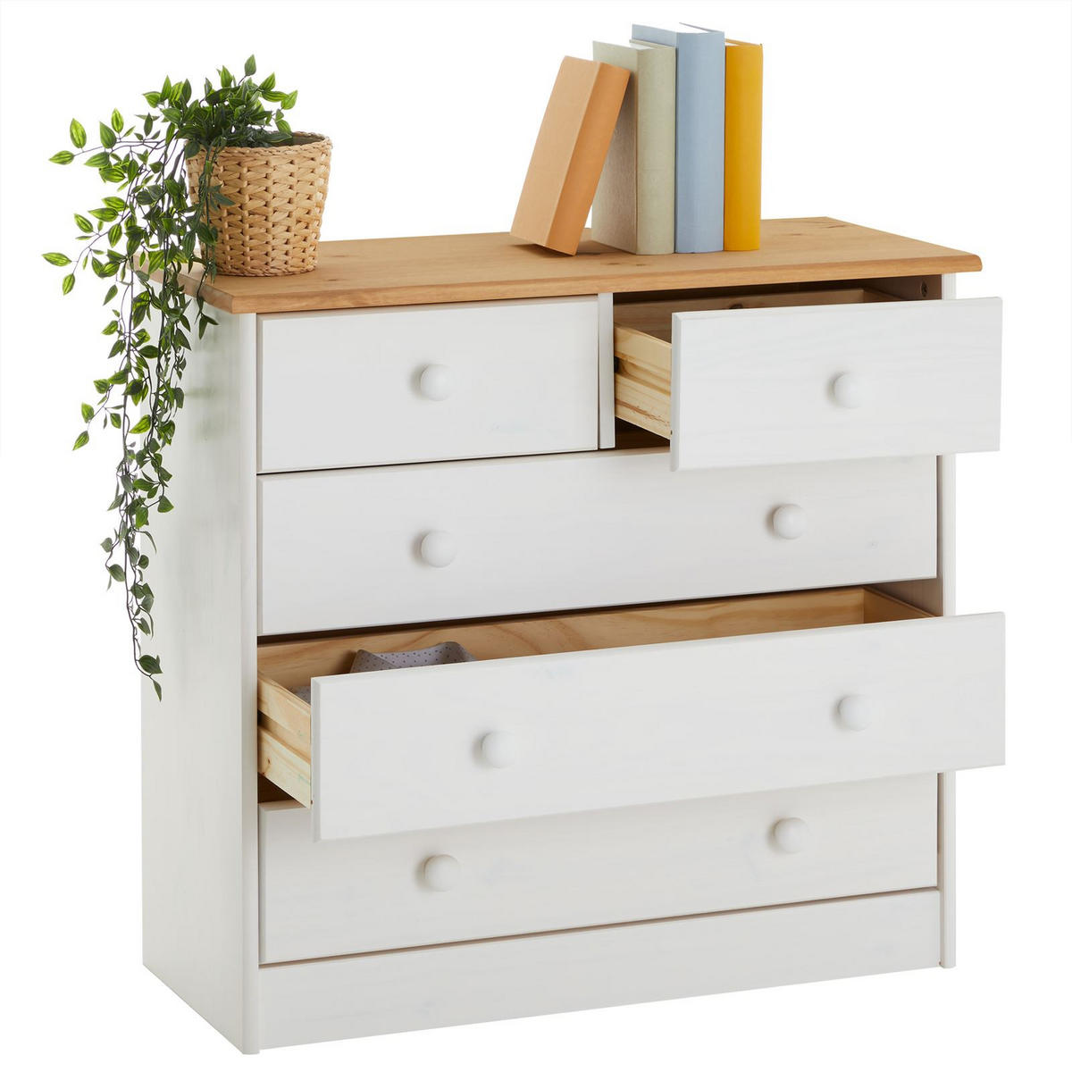 KOMMODE RONDO - Weiß/Braun, Holz (79/74/35cm) - IDIMEX