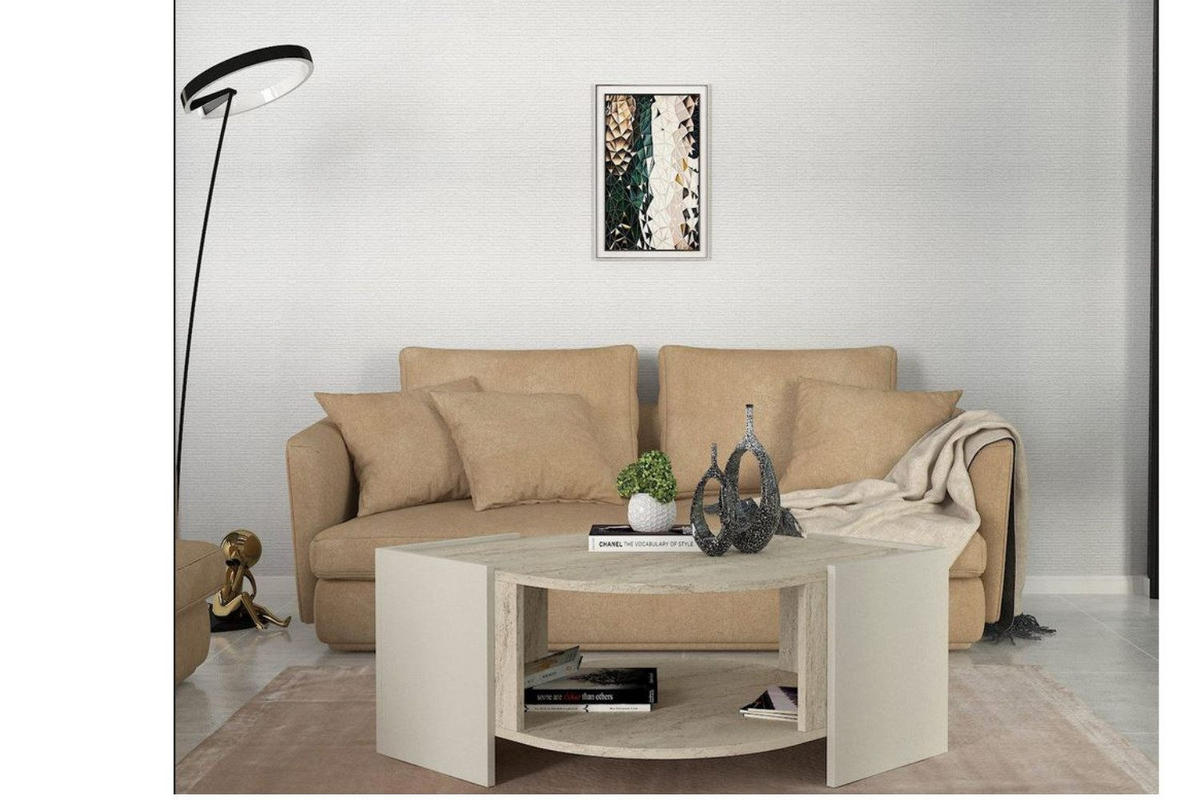 COUCHTISCH 75x75 cm Beige mit Granitoptik Wohnzimmertisch - Grau, Holzwerkstoff (75/75/40cm) - Ibonto