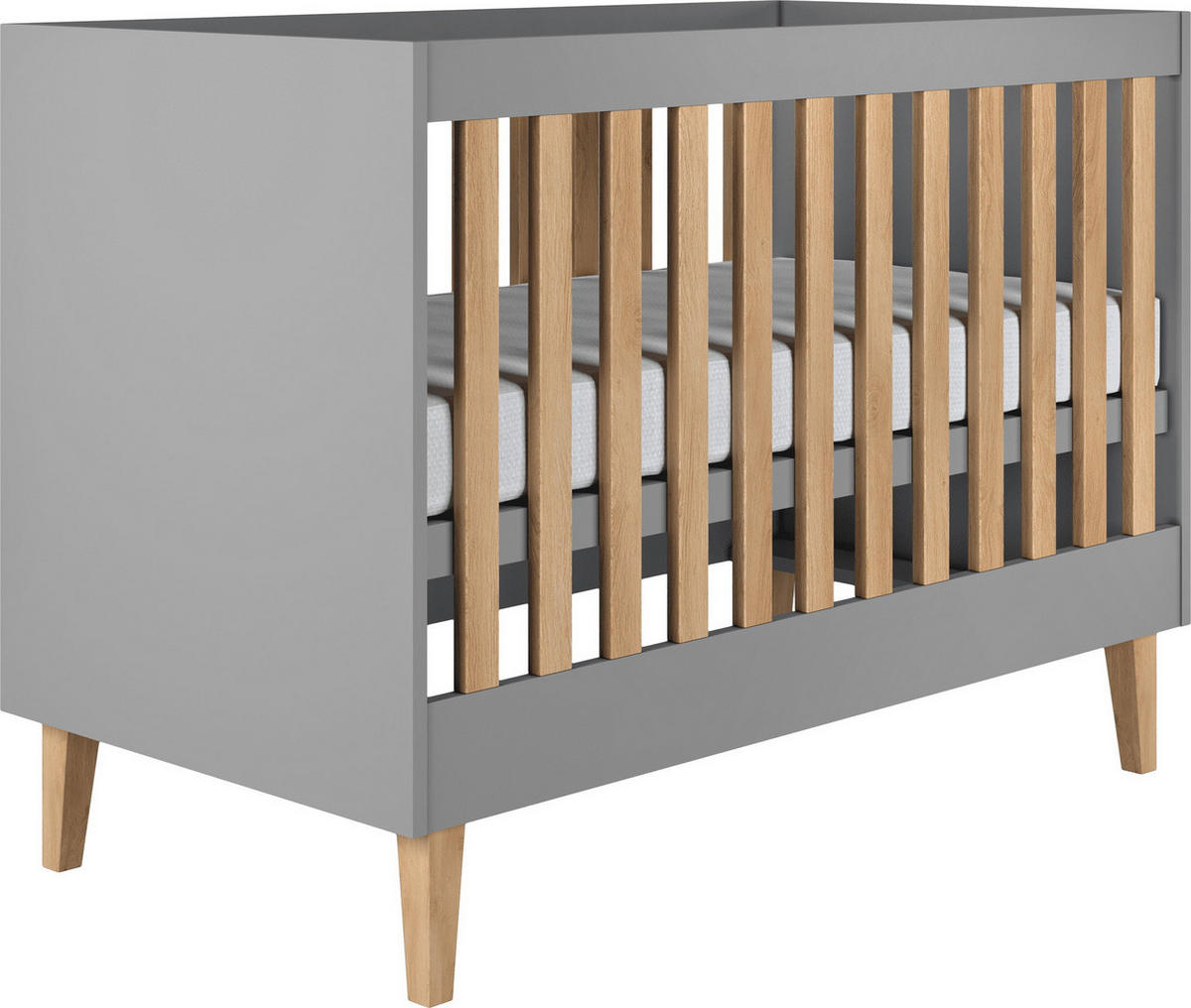 GITTERBETT Nesto Höhenverstellbar 60/120 cm Grau - Hellbraun/Grau, Holz/Holzwerkstoff (60/120cm) - WFL GROUP