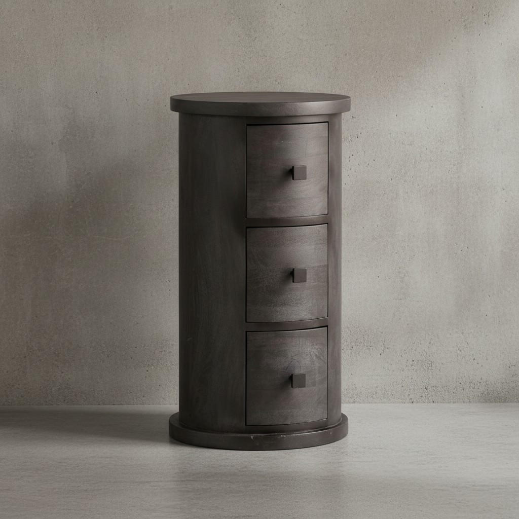 KOMMODE – Mango Massivholz, 34x65x34 cm, 3 Schubladen, schmal, schwarz - Schwarz, Holz (34/65/34cm) - KADIMA DESIGN