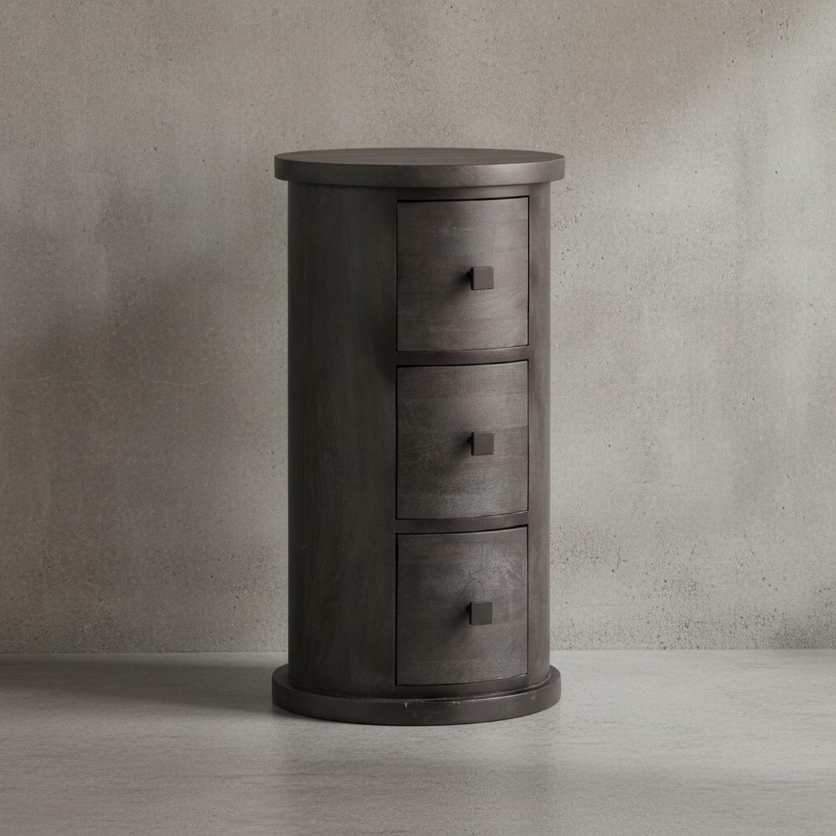 KOMMODE – Mango Massivholz, 34x65x34 cm, 3 Schubladen, schmal, schwarz - Schwarz, Holz (34/65/34cm) - KADIMA DESIGN
