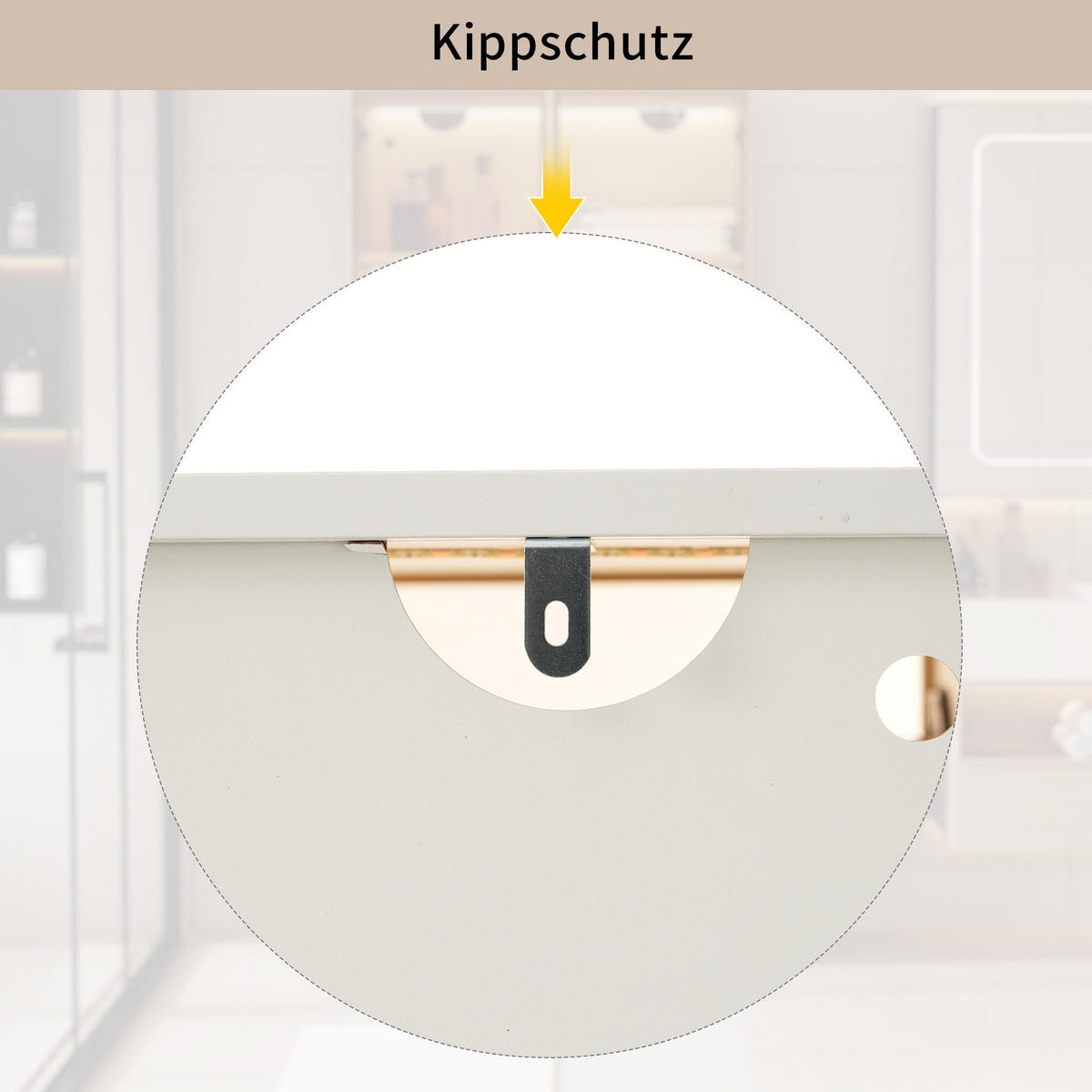 BADSCHRANK in Weiß Highboard mit LED-Lichtleiste Glastür 2 große Schubladen 2 Türen , B75/T34.5/H170cm - Weiß, Glas/Holzwerkstoff (75/170/34.5cm) - STILVORA