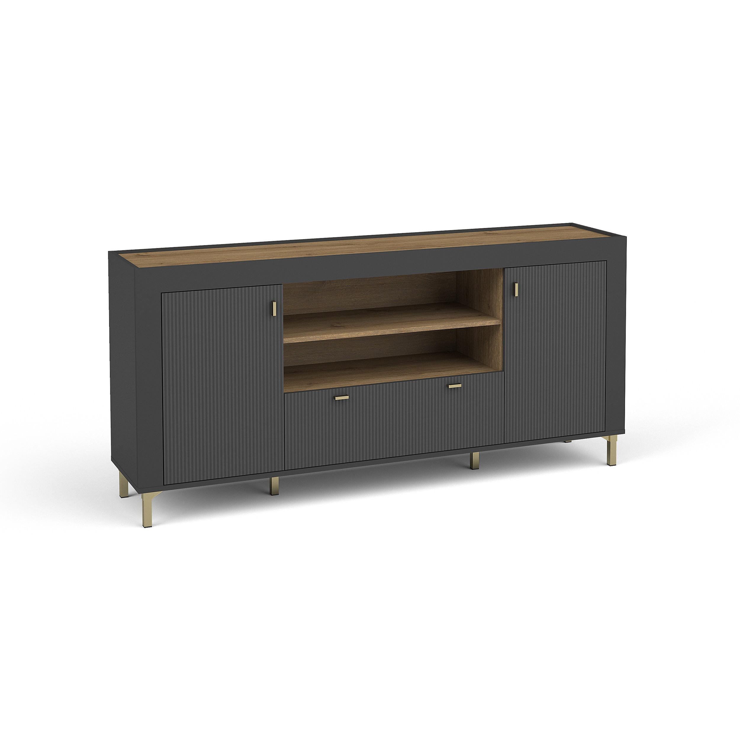 Beautysofa Kommode Schwarz 177x84x40 cm