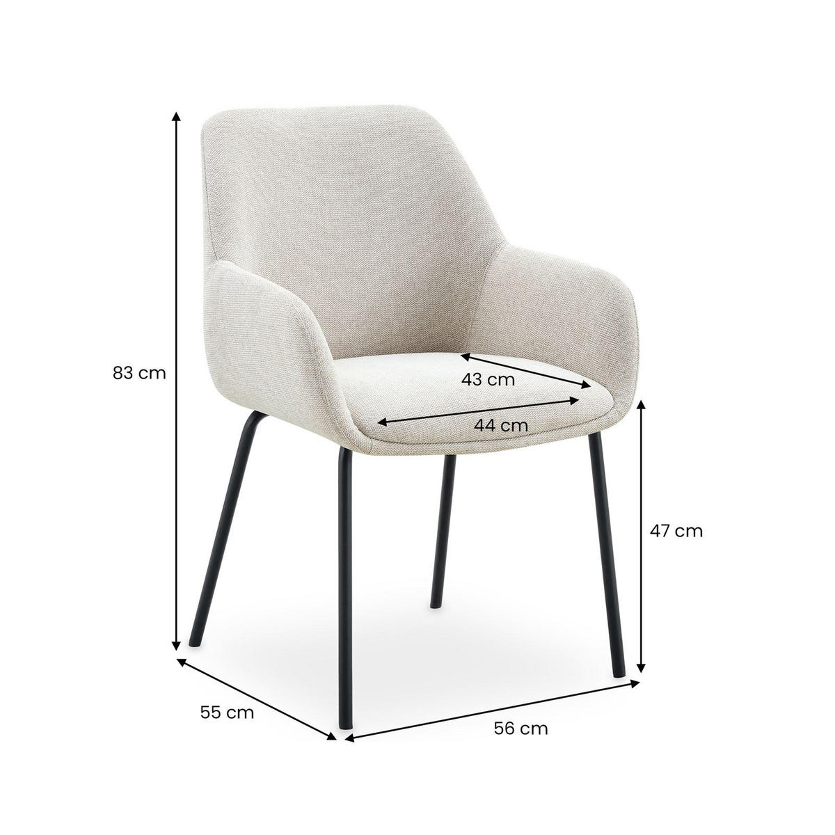 ESSZIMMERSTÜHLE TURSI 2er-Set beige - Beige, Textil (56/83/55cm) - IDIMEX