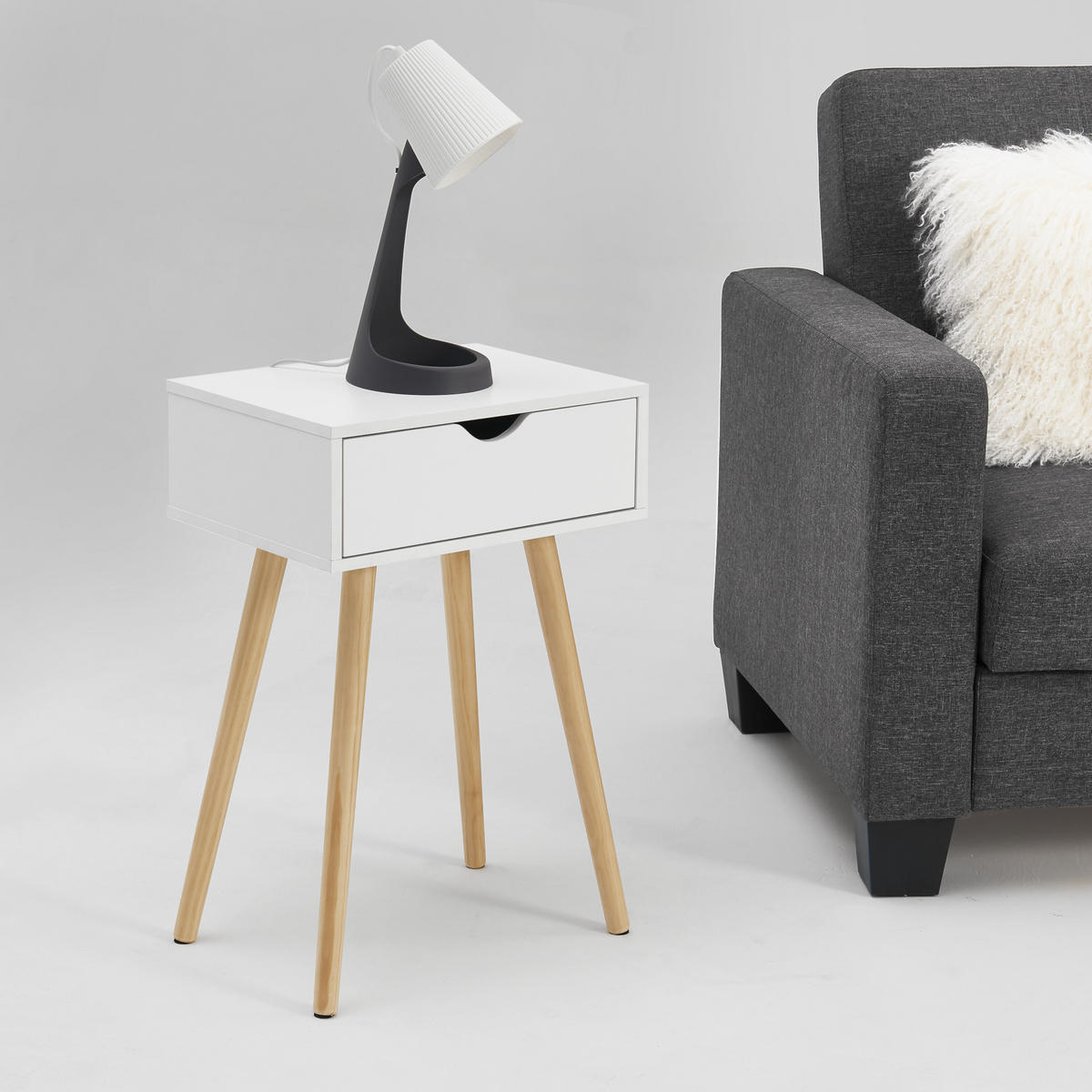 NACHTTISCH Sörby - Weiß, Holzwerkstoff (40/60/30cm) - [en.casa]