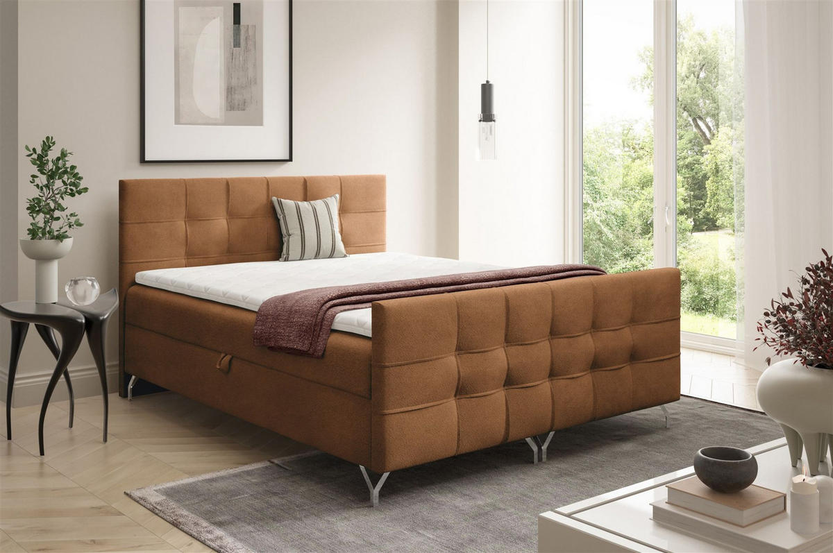 BOXBETT Perla In überlänge - Braun, Holzwerkstoff/Textil (180/220cm) - Fun Möbel