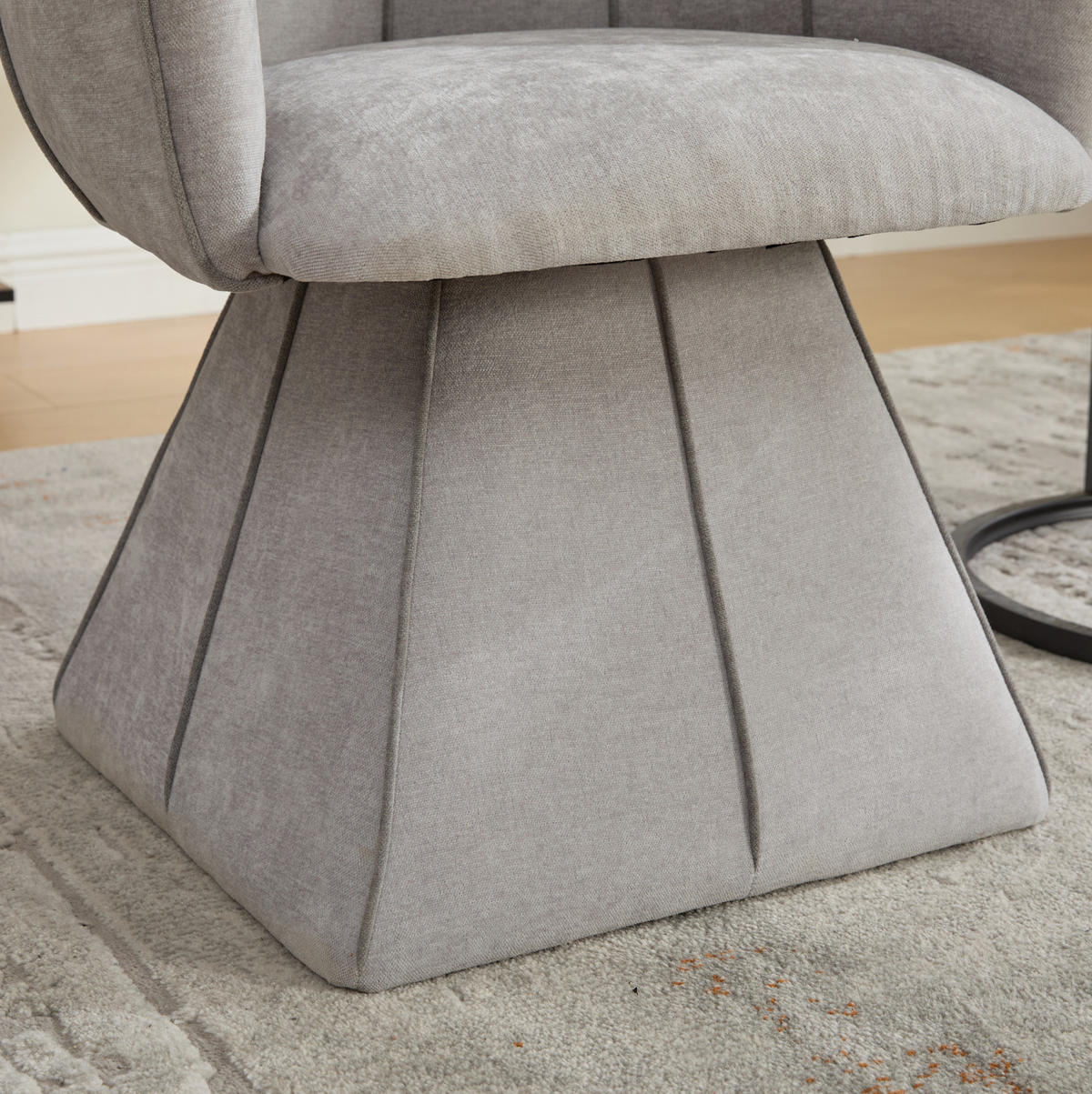 SESSEL 56/54/74,5 cm grau aus Chenille mit 360°-Drehfunktion - Grau, Textil (54/74.5/56cm) - OKWISH
