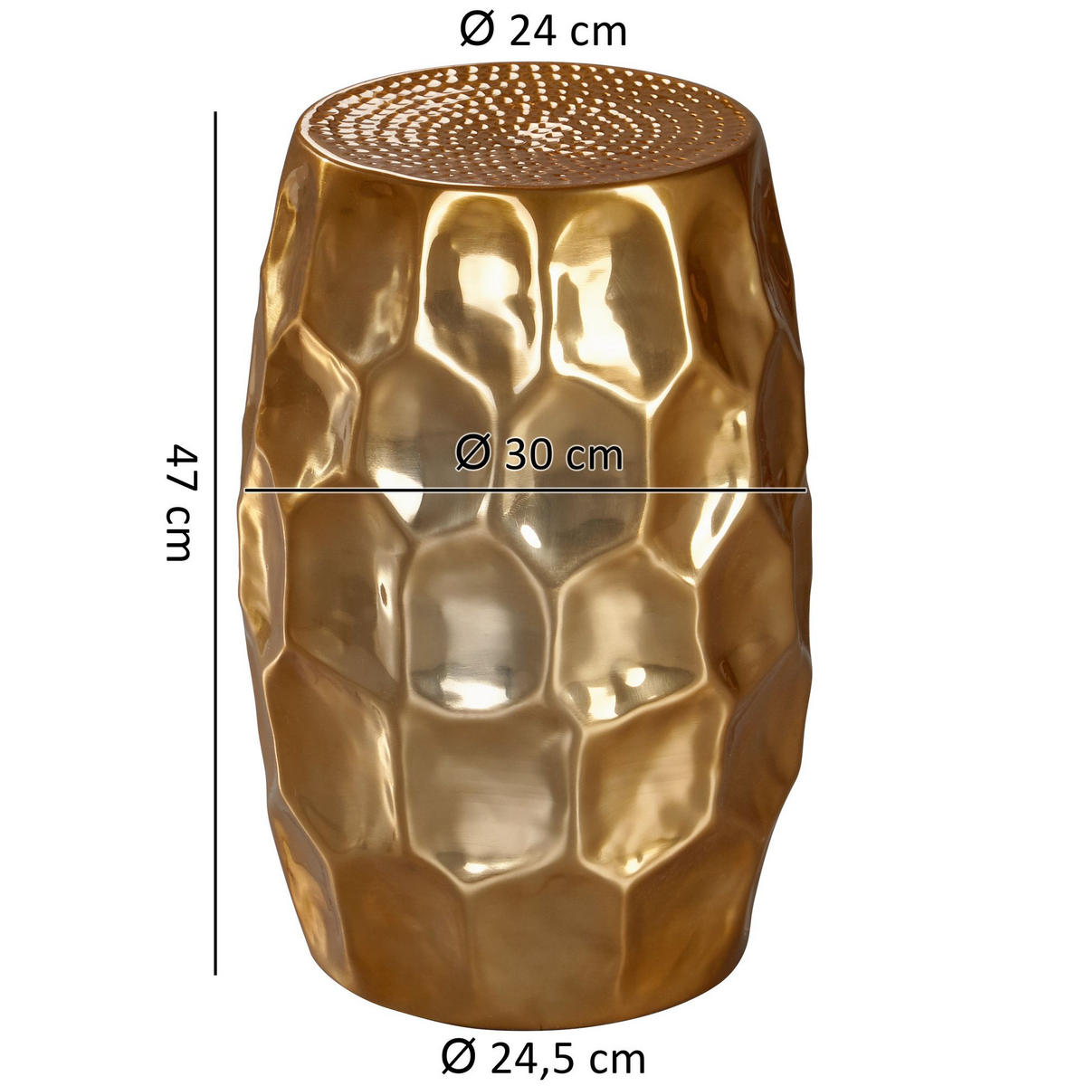 BEISTELLTISCH Aluminium Hammerschlag Pflegeleicht ENNS, Gold 30x30x47 cm - Goldfarben, Metall (30/30/47cm) - KADIMA DESIGN