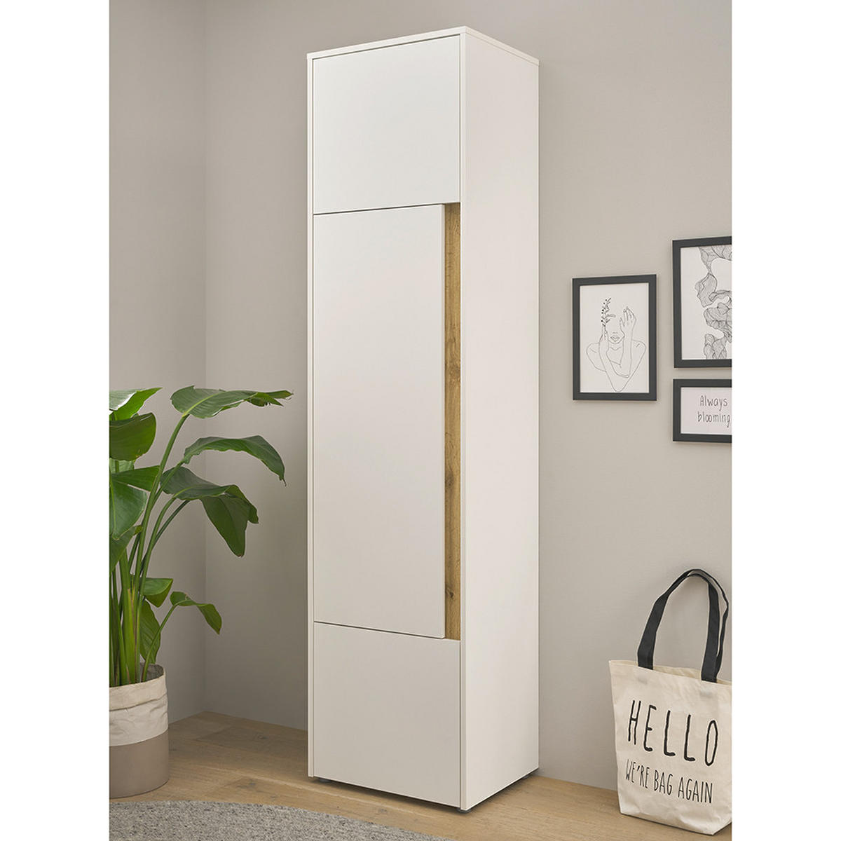 STAURAUMSCHRANK Crisp-61 - Weiß, Holzwerkstoff (50/200/40cm) - Lomado