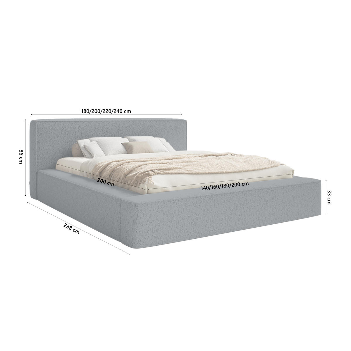 POLSTERBETT Mummo Premium 160x200 cm, Dunkelgrau - Dunkelgrau, Textil (200/160cm) - Fedve
