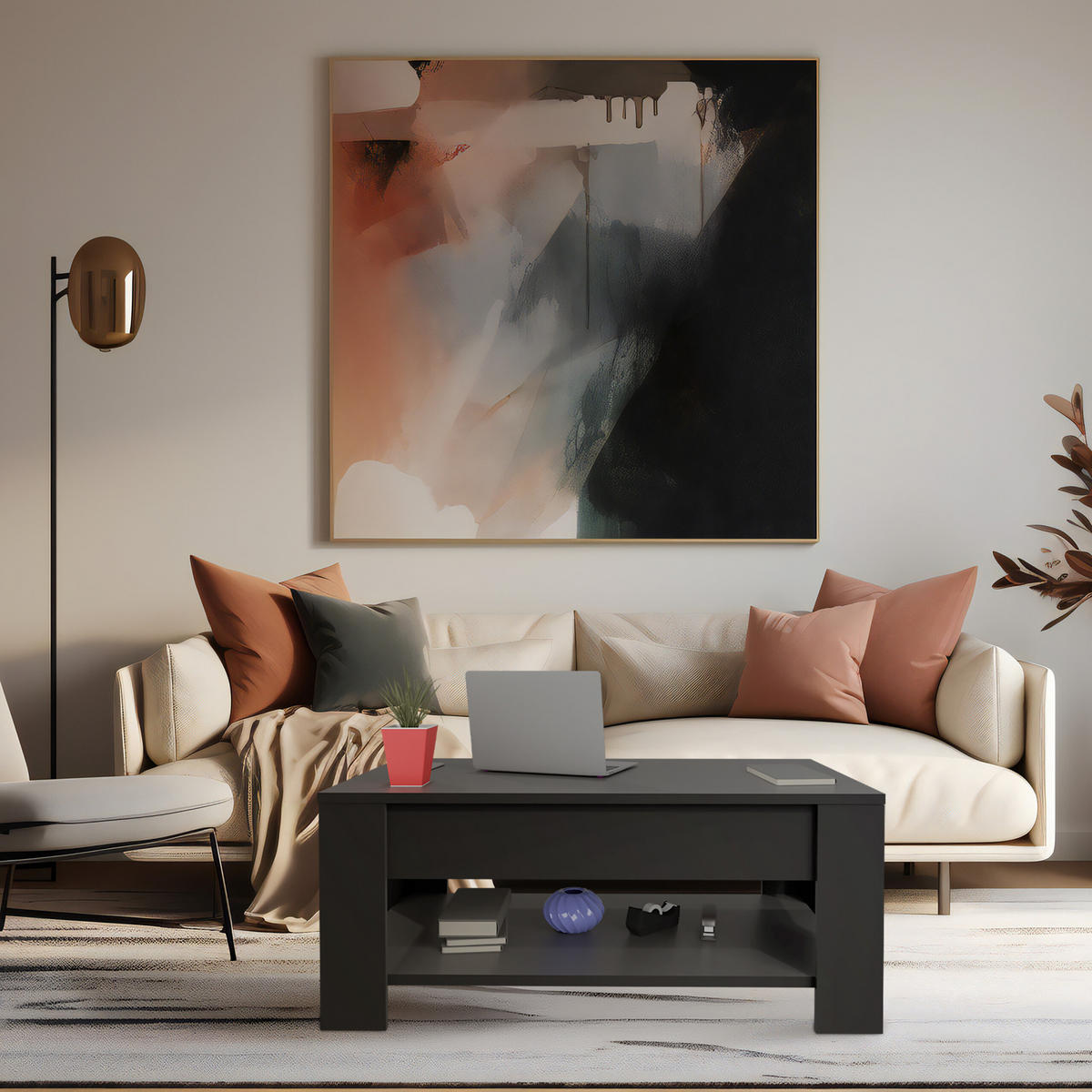 COUCHTISCH - Weiß, Holzwerkstoff/Metall (50/98/42cm) - Relaxdays