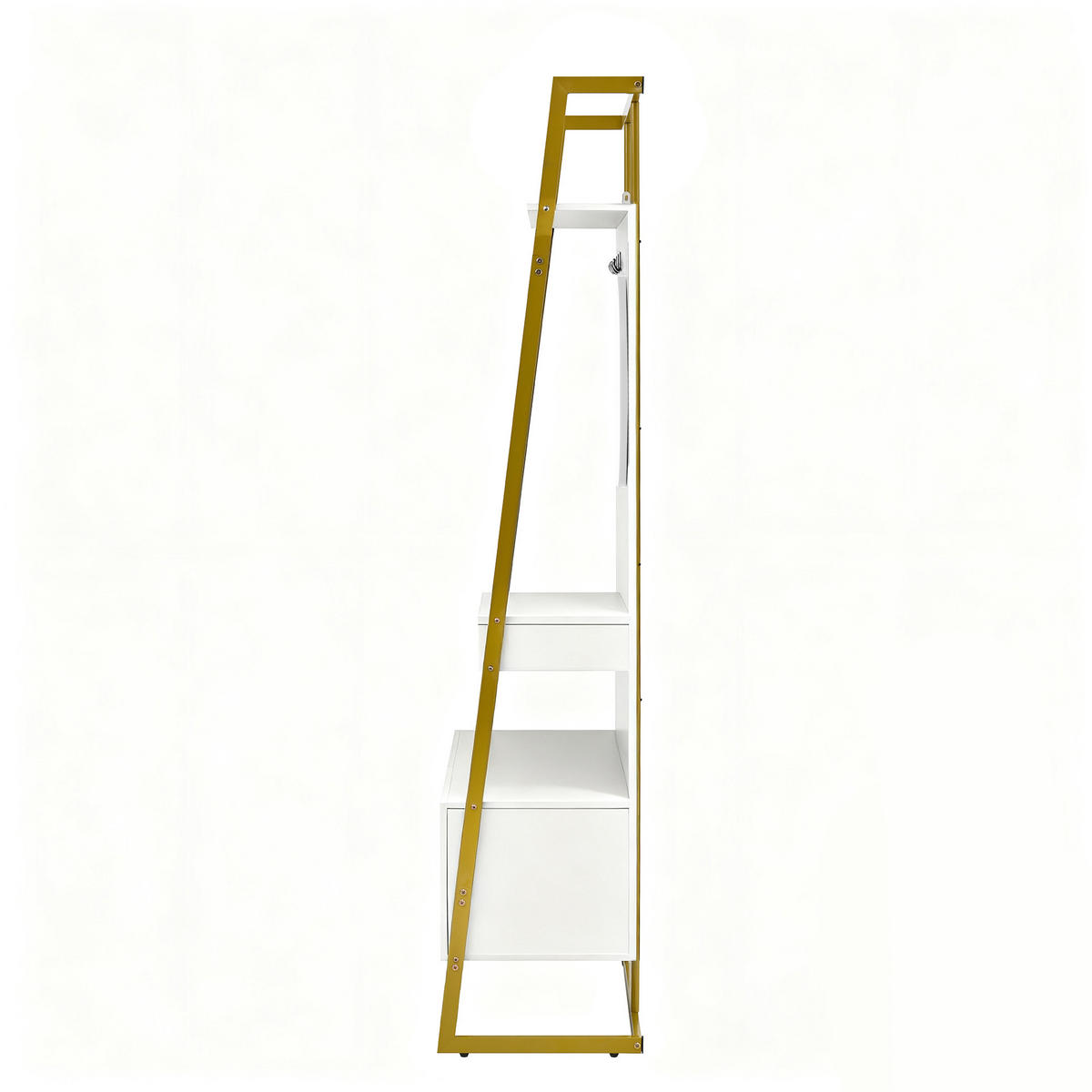 GARDEROBE-SET in Weiß und Gold Flurgarderobe mit Spiegel und Schuhbank für Eingangsbereich und Flur, B78/T38.5/H180.5 cm - Goldfarben/Weiß, Glas/Holzwerkstoff (78/180.5/38.5cm) - STILVORA