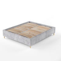 POLSTERBETT Larch Grau 120/200 cm im Samtstoff - Schwarz/Naturfarben, Holz/Holzwerkstoff (120/200cm) - Maison de Reve