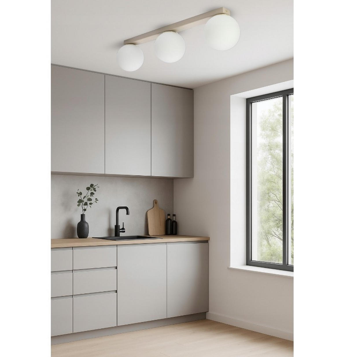 DECKENLEUCHTE ECRU II - Beige/Goldfarben, Glas/Metall (14/68/17cm) - kiki design