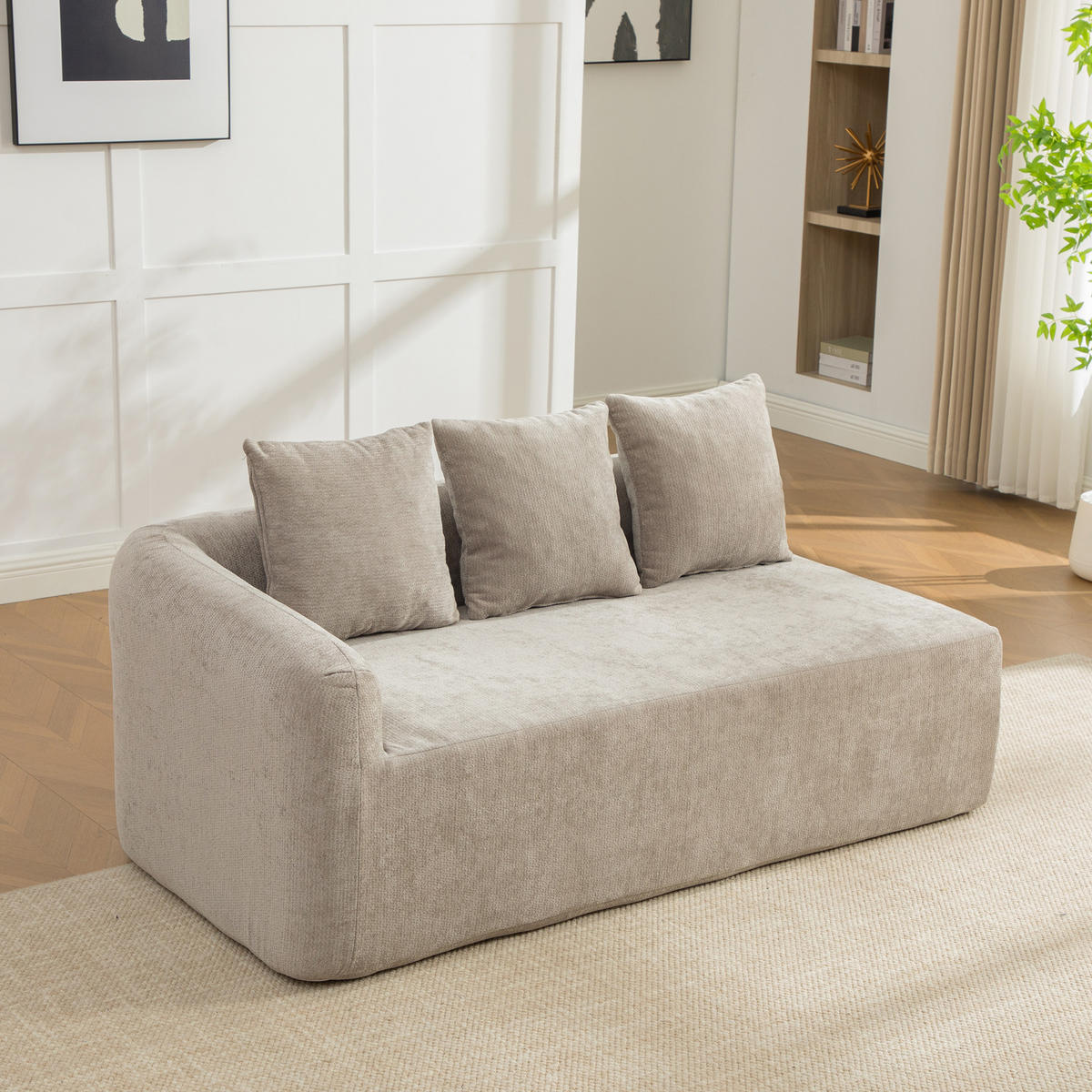 SOFAELEMENT DE-35127 linke mit Chenille-Bezug Grau - Grau, Textil (99/80.5/171.5cm) - ComfortXL