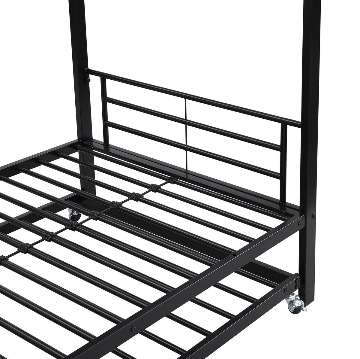 ETAGENBETT 90/200 cm Schwarz aus Metall mit Ausziehbett - Schwarz, Metall (90/190cm) - OKMYHOME