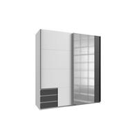 KLEIDERSCHRANK Emden in Weiß mit Graphit - Schwebetürenschrank Breite 179 cm mit Spiegel - Weiß, Holzwerkstoff (179/198/65cm)