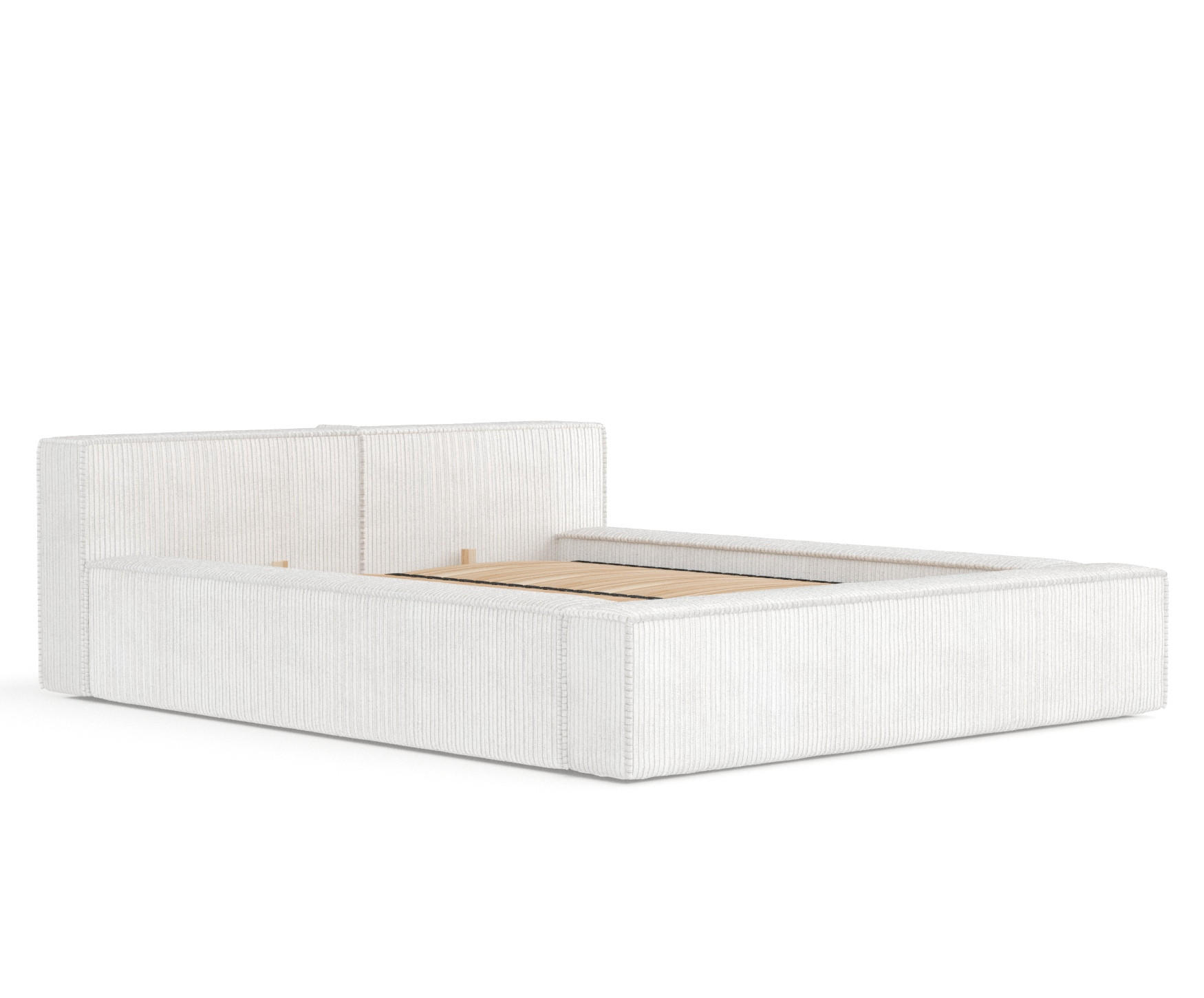 POLSTERBETT Voliera Creme 180/200 cm im Samtstoff - Birkefarben/Creme, Holz/Holzwerkstoff (180/200cm) - Maison de Reve