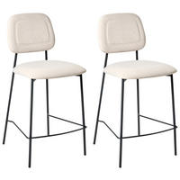 BARSTÜHLEN 2er-Set Hellbeige Duette - Beige/Schwarz, Textil (45/96/48cm) - Beliani