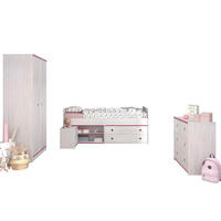 KINDERZIMMER SET Parisot Smoozy 4-tlg. Holzdekor Kiefer Weiß/Pink - Pink/Weiß, Kunststoff (100/1/200cm) - 58aufmkessel