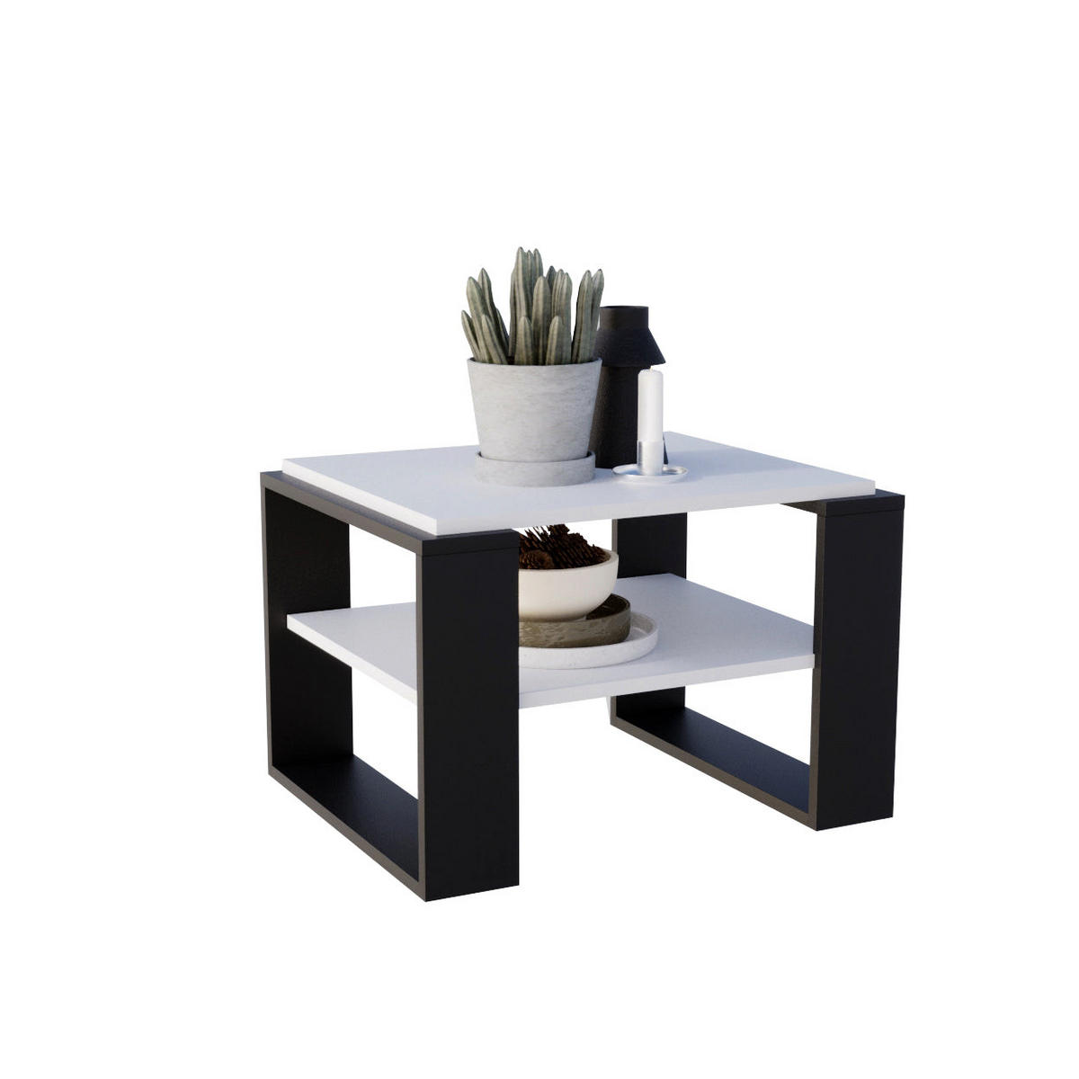 COUCHTISCH KAJA 61 - Schwarz/Weiß, Holz (54/61/44cm) - Mat-Haus