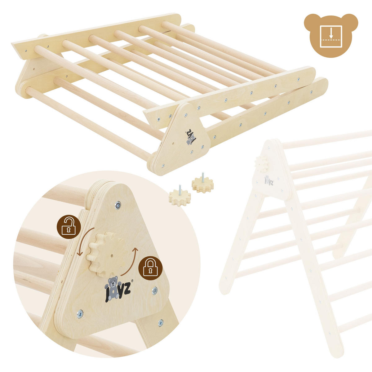 KLETTERBOGEN mit RUTSCHBRETT - Naturfarben, Holz (72/60/94cm) - Joyz