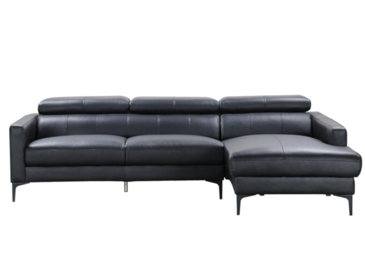 ECKSOFA - Büffelleder - Ecke Rechts - Schwarz - FLORENCE - Schwarz, Leder (173/253cm) - Vente-Unique