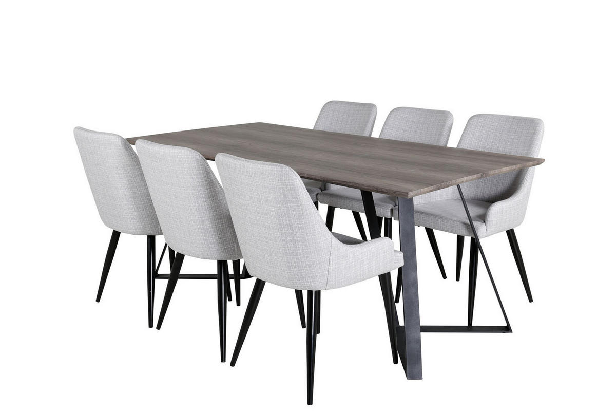 TISCHGRUPPE Hellgrau - Hellgrau, Holzwerkstoff (90/75/180cm) - ebuy24