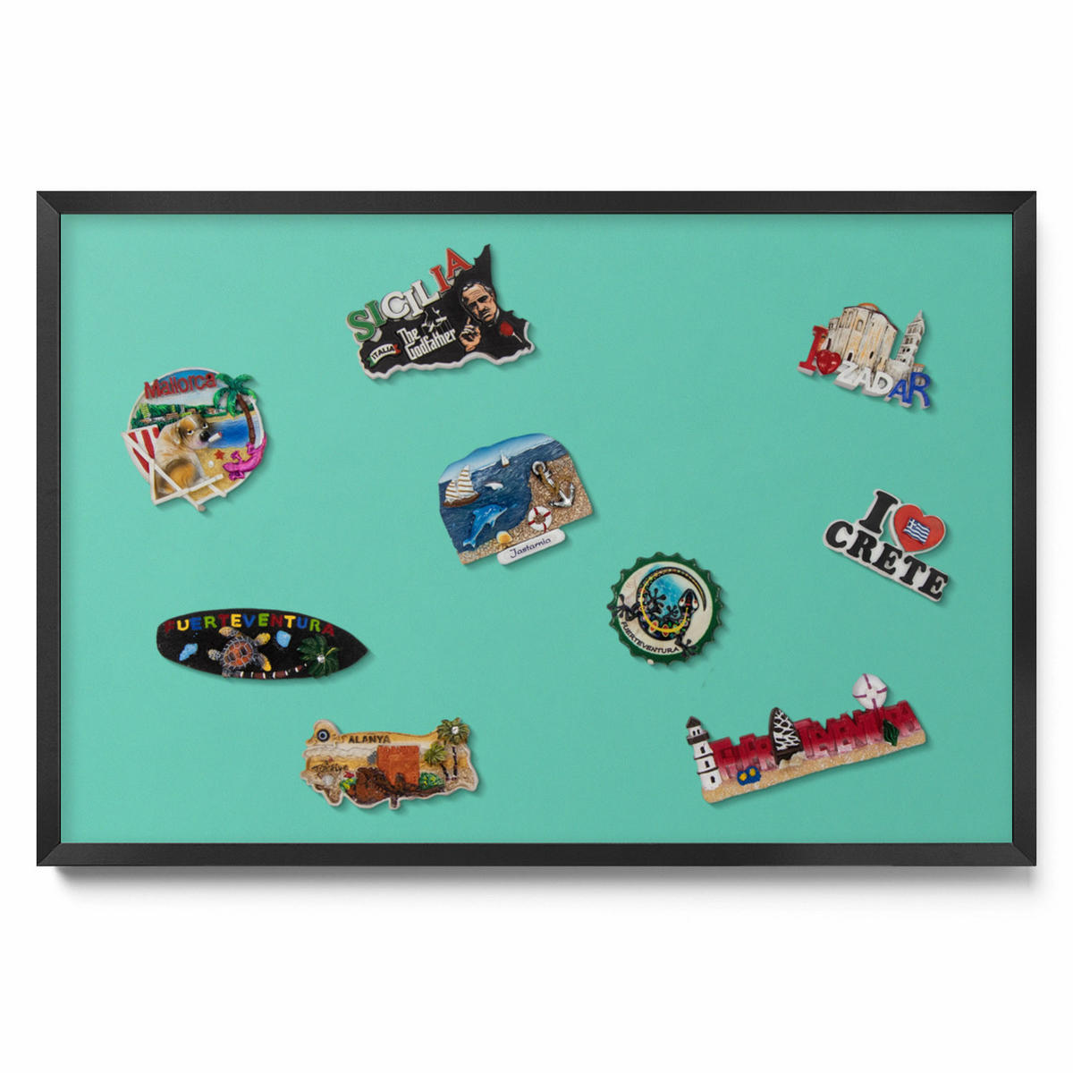 MAGNETTAFEL 60x40 cm Schwarzer Rahmen Minzgrün - Pastellgrün, Metall (60/50/0.4cm) - TULUP