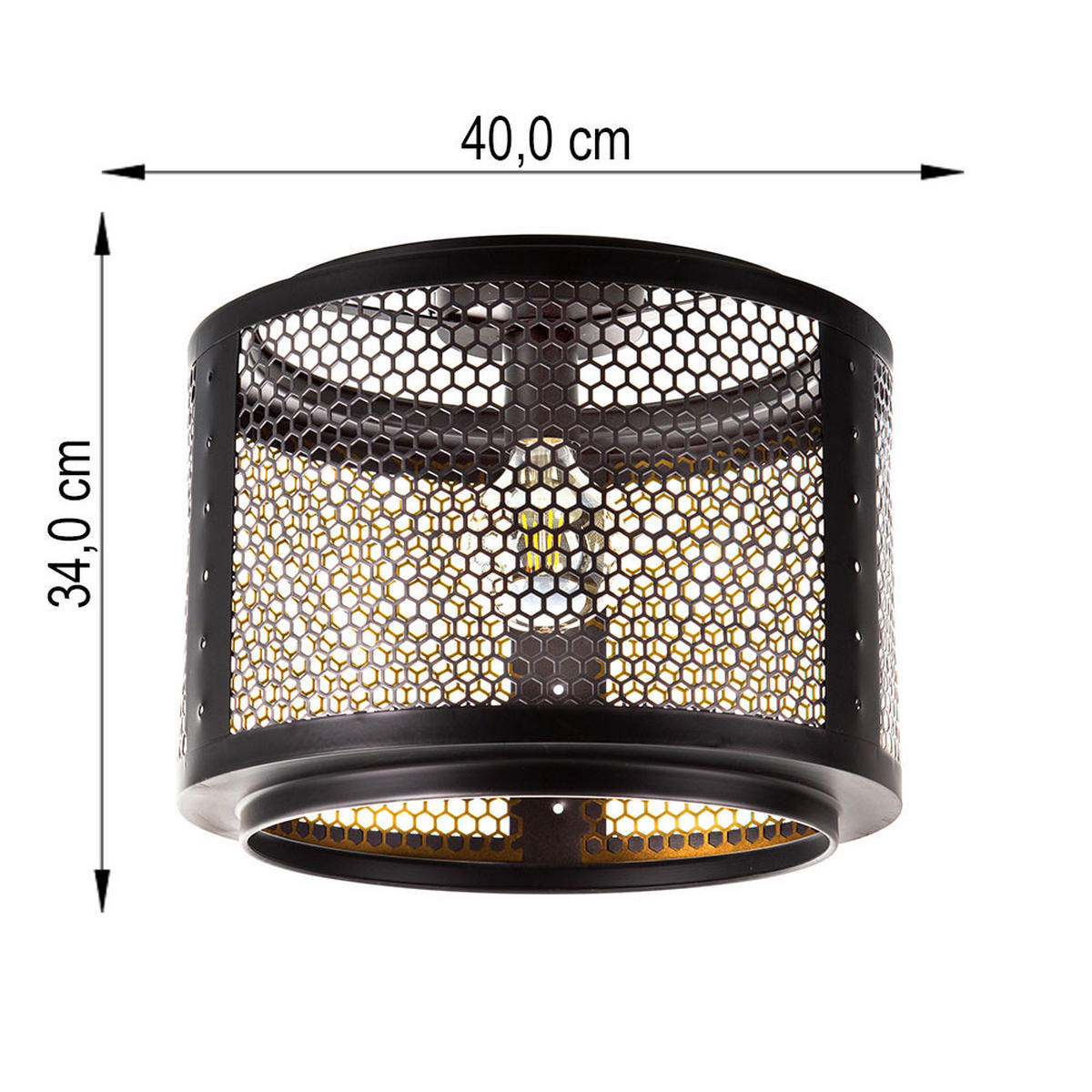 LED DECKENLEUCHTE VITO Metall Schwarz Gold - Schwarz, Metall (40/40/34cm) - Nowa
