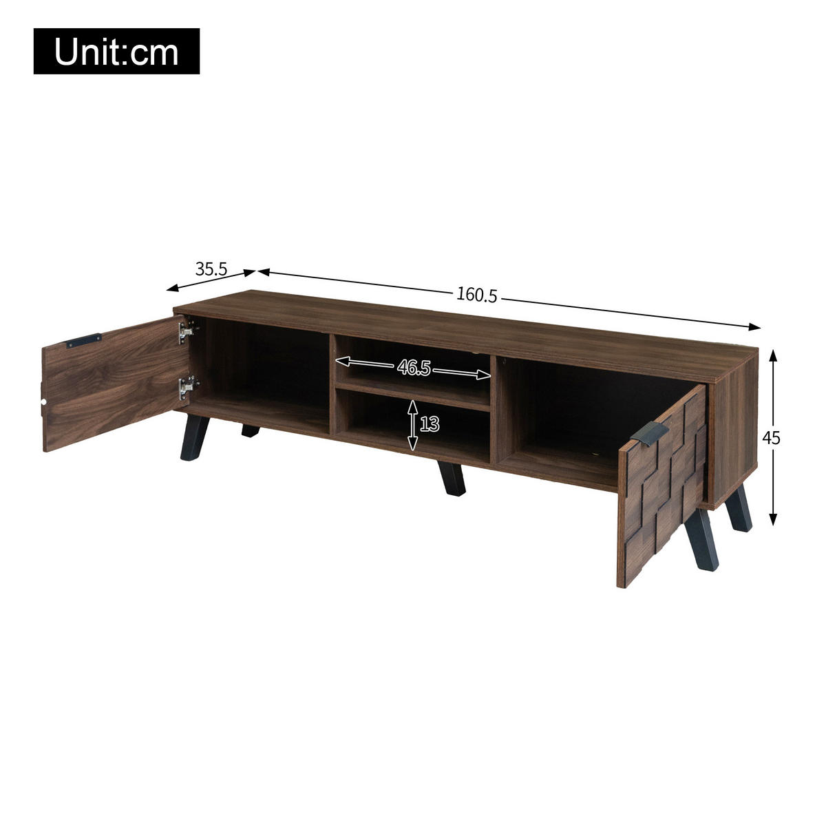 TV-ELEMENT mit 2 Türen und 2 offenen Fächern 160,5 x 35,5 x 45 cm Wood - Dunkelbraun, Holzwerkstoff (35.5/45/160.5cm) - Beauniv