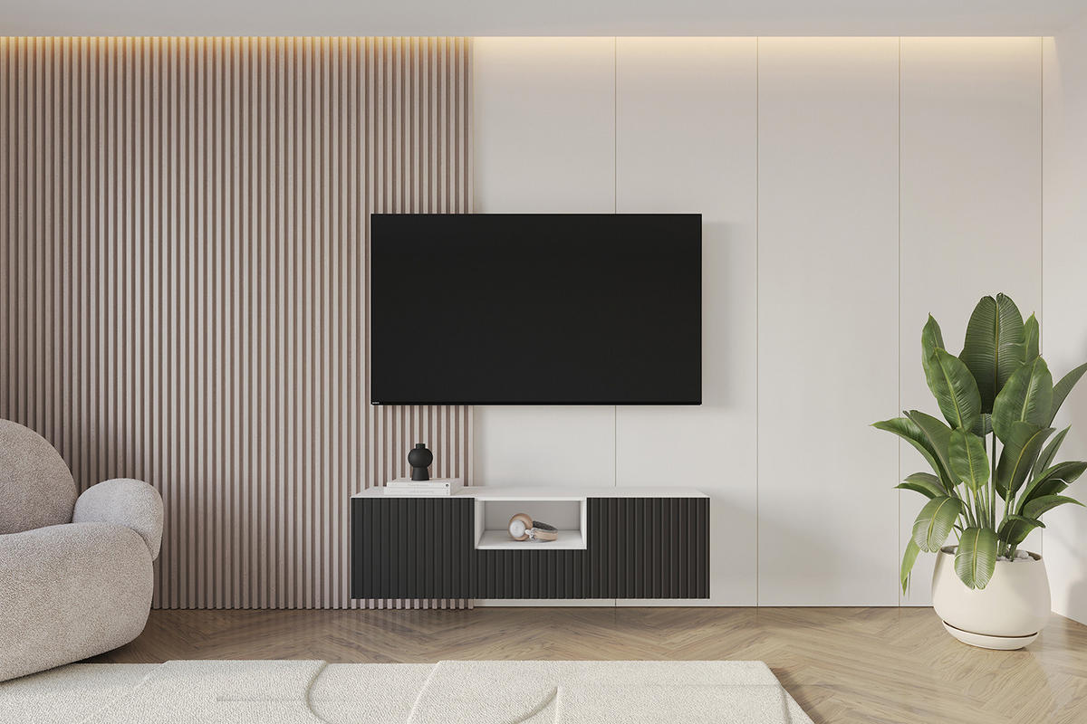 LOWBOARD KITO-W 140x40x41 cm - Weiß / Schwarz - Schwarz, Holzwerkstoff (140/40/41cm) - ALTDECOR