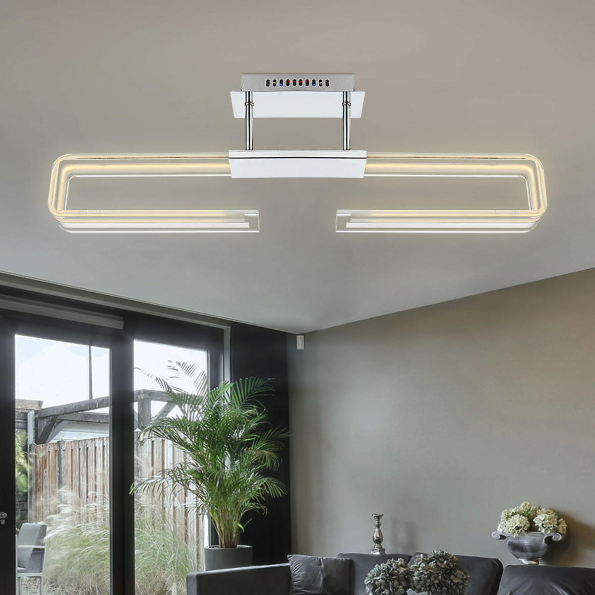 LED DECKENLEUCHTE Sardegna Chrom Silber - Silberfarben, Glas (71/6/23cm) - Globo Lighting