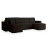 WOHNLANDSCHAFT PESANO M Braun Velours-Stoff mit Schlaffunktion - Braun, Holz (306/85/140cm) - MASSENO