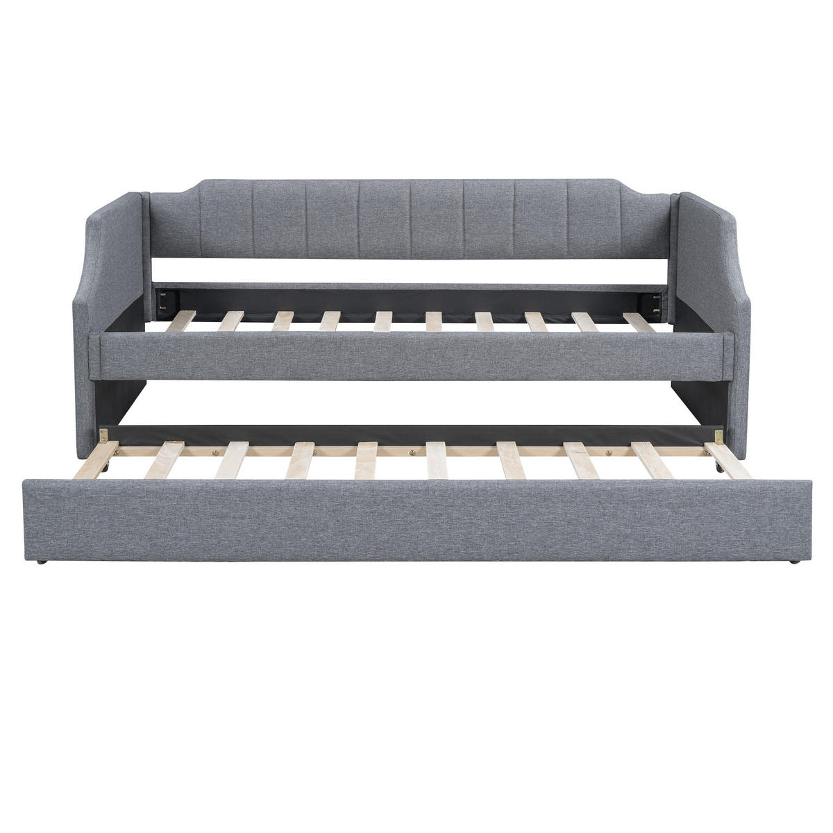 TAGESBETT 90/200 cm Grau Gepolstertes Einzelbett mit Rollbett - Grau, Textil (90/200cm) - OKWISH