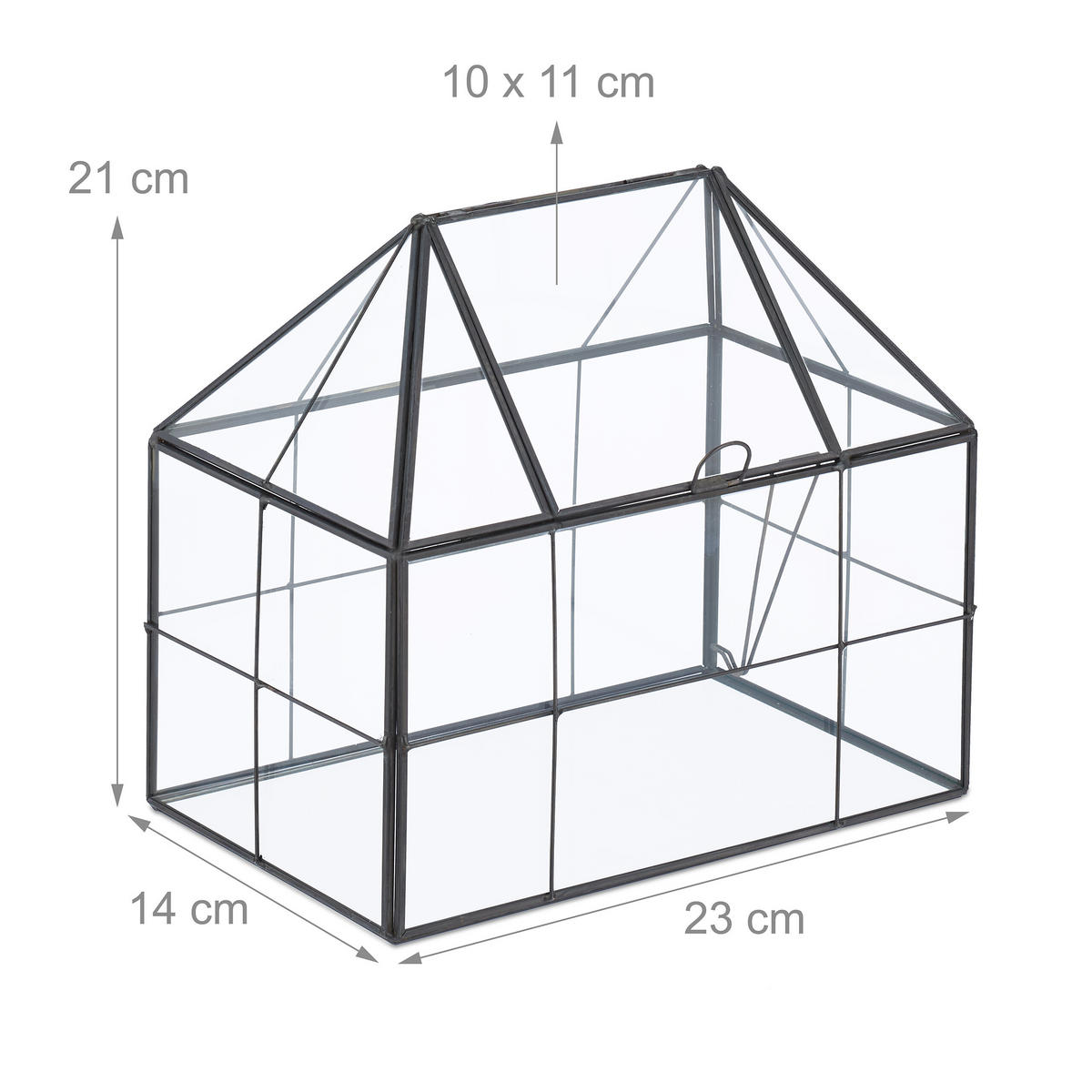 PFLANZENTERRARIUM - Transparent, Glas/Metall (23/21/14cm) - Relaxdays