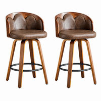 BARHOCKER 2er-Set mit Blüten-Rückenlehne Braun - Braun, Holz (41.5/89/46.5cm) - Meubliv