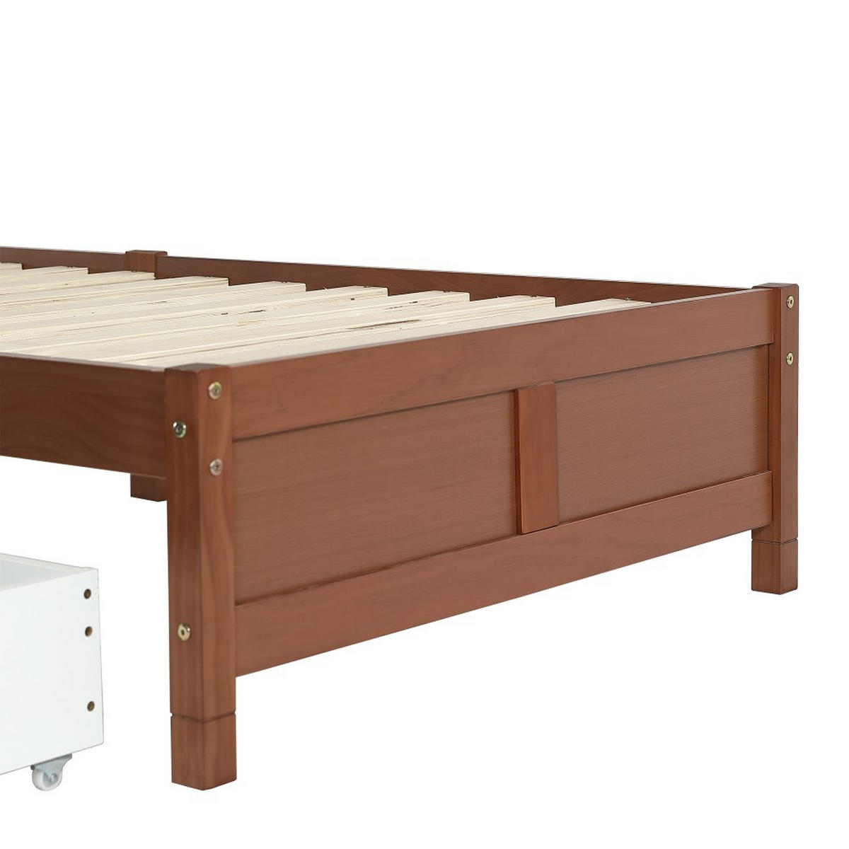 FLACHBETTEN 90x200cm in Rotbraun，Schubladen mit Rollen - Rotbraun, Holz (90/200cm) - KOMHTOM