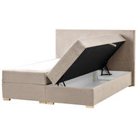 BOX POSTELJA s prostorom za shranjevanje 160/200 blago sivo rjava Major - sivorjava, tekstil (160/200cm) - Beliani