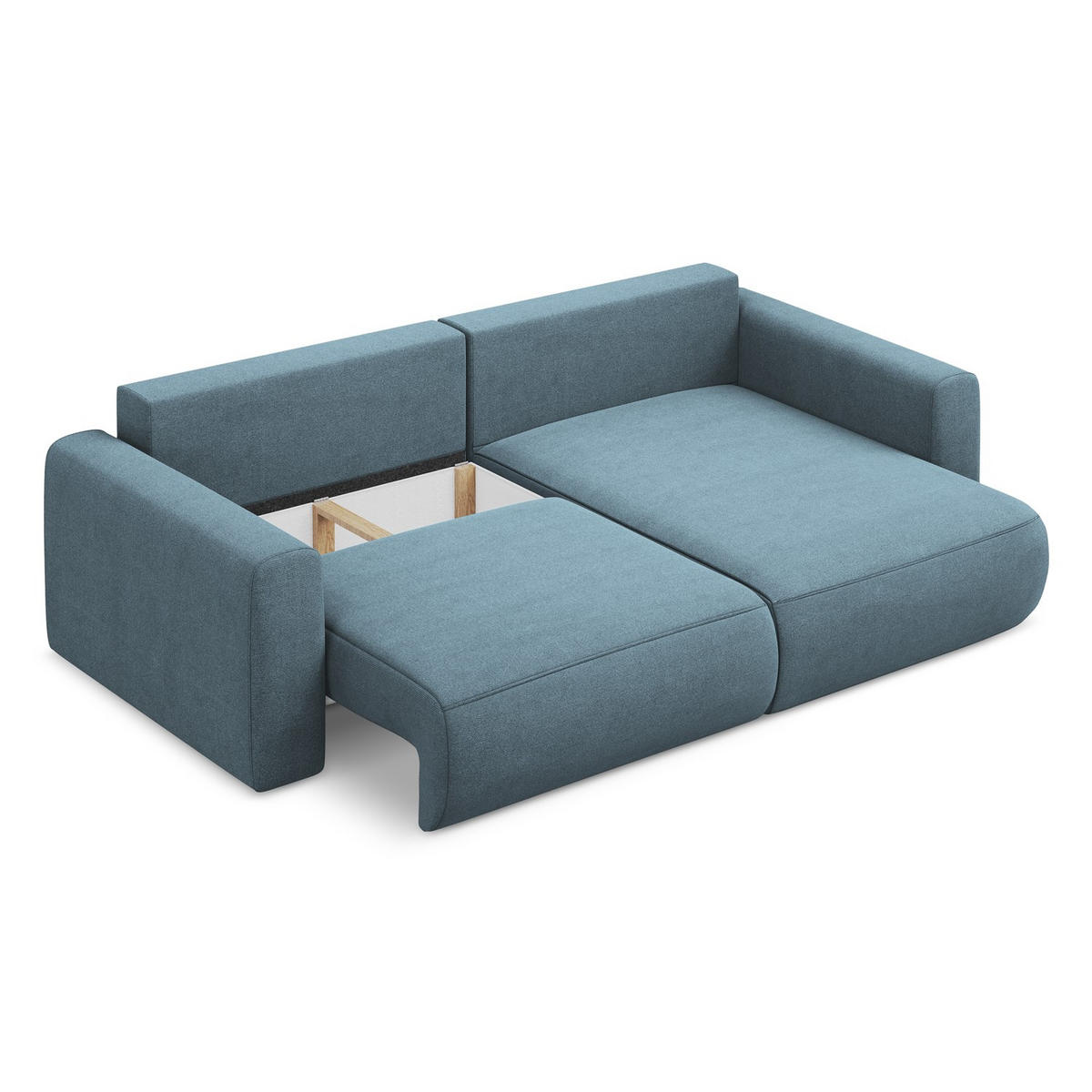ECKSOFA mit Schlaffunktion Strukturstoff Stoff Blau - Blau/Schwarz, Kunststoff/Textil (240/149cm) - LaMiaSofa