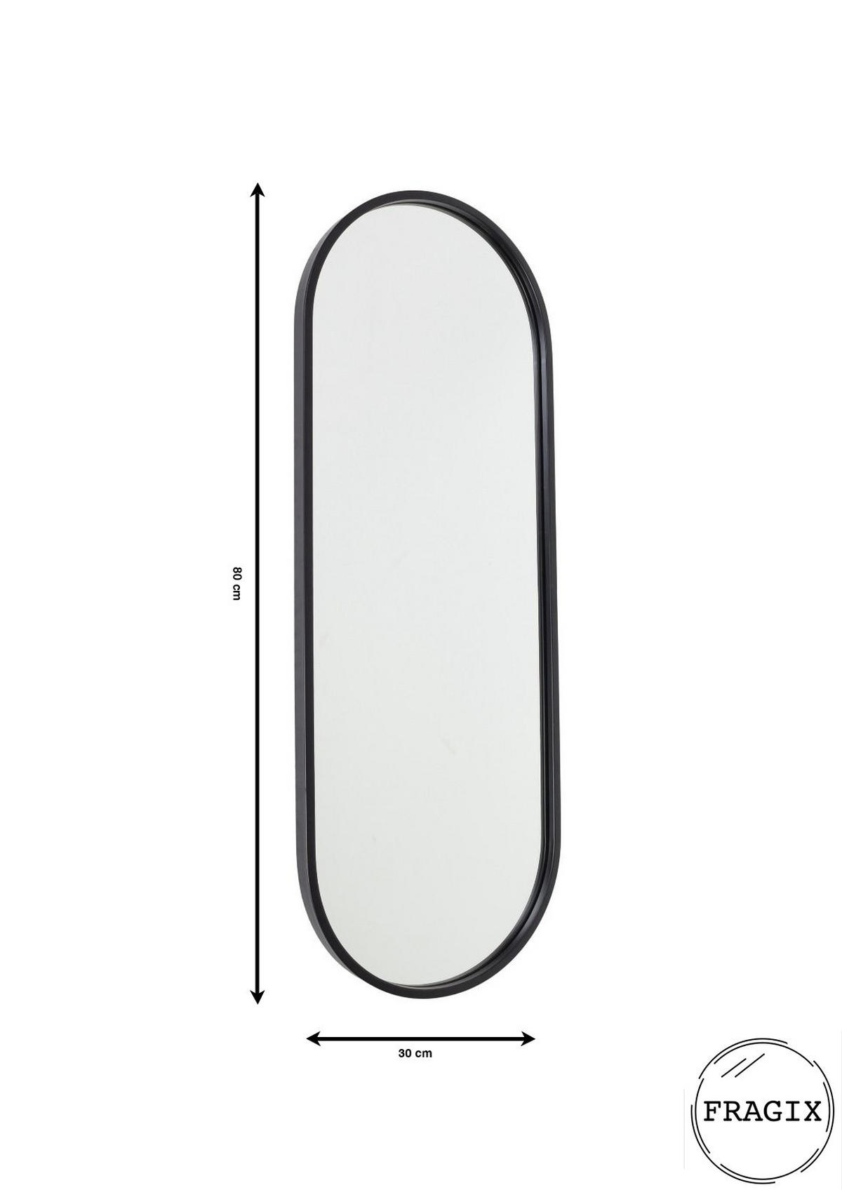 WANDSPIEGEL Boston Schwarz - Schwarz, Metall (30/80/4cm) - Fragix