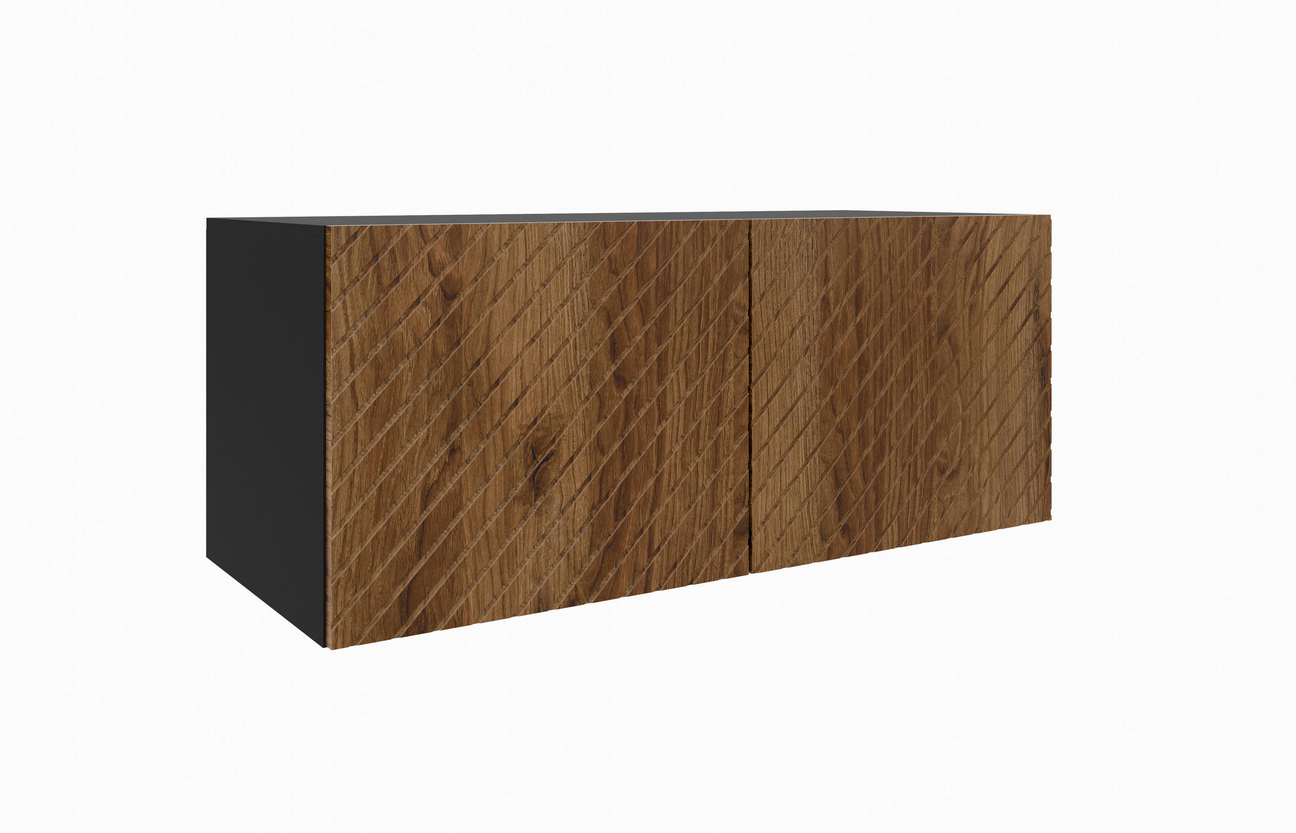Meblini Tv-Schrank Schwarz, Wildeiche 100x115x40 cm