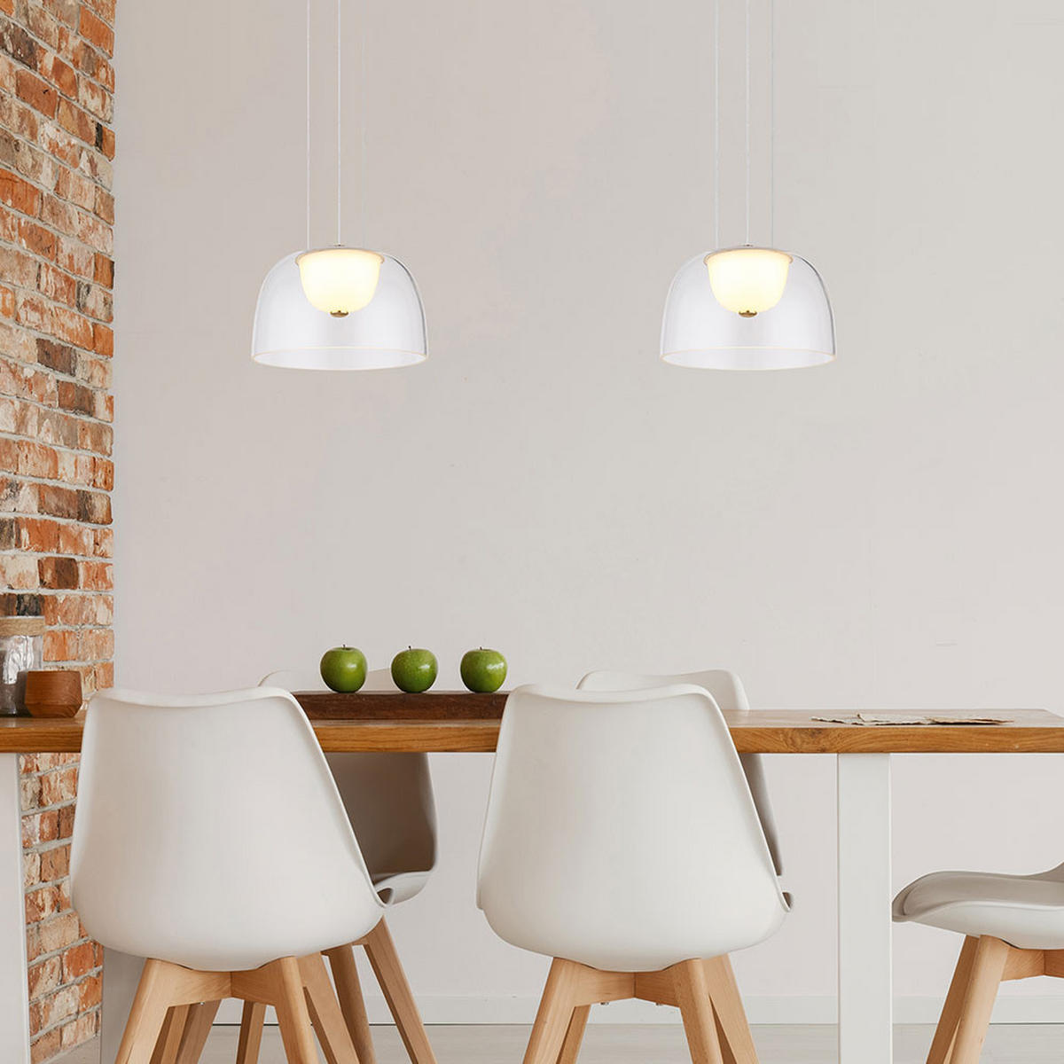 LED HÄNGELEUCHTE JOCKY Glas Messing - Messingfarben, Glas (23/23/120cm) - Globo Lighting